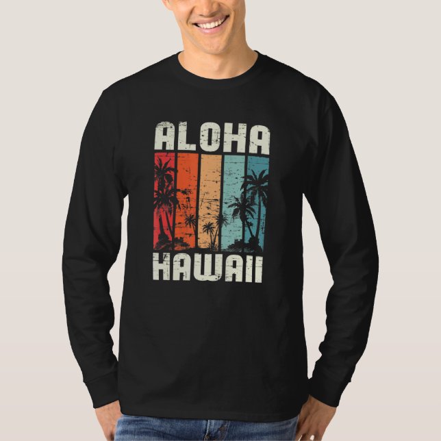 Aloha Hawaiian Beach Palm Bäume Sommerurlaub Ha T-Shirt (Vorderseite)