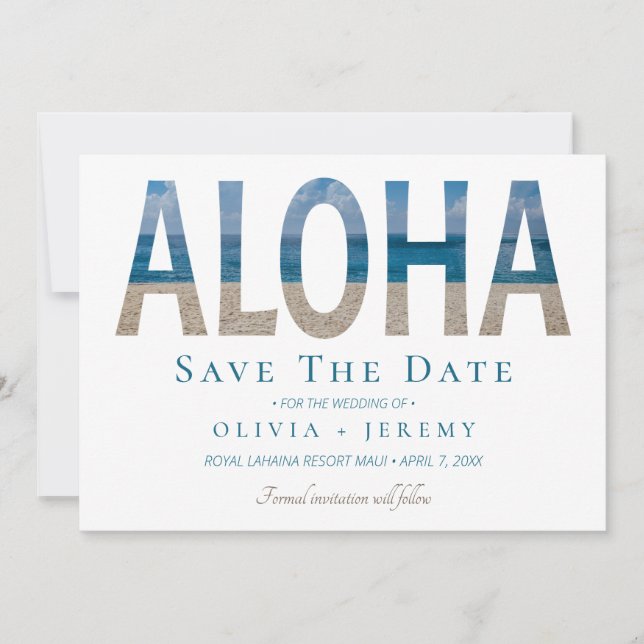 Aloha Hawaiian Beach Wedding Save the Date (Vorderseite)