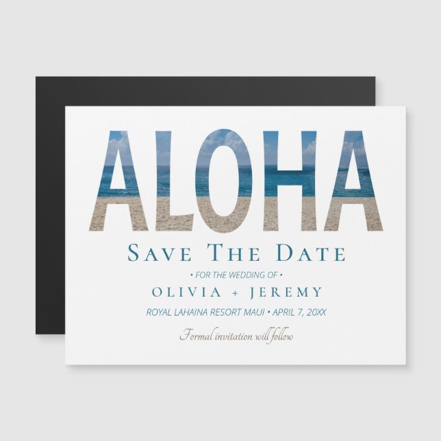 Aloha Hawaiian Beach Wedding Save the Date Magnetkarte (Vorne/Hinten)