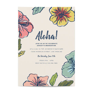 Aloha Hawaiian Blume Abschluss Einladung