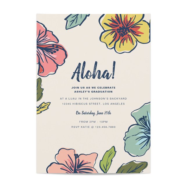 Aloha Hawaiian Blume Abschluss Einladung (Von Creator hochgeladen)