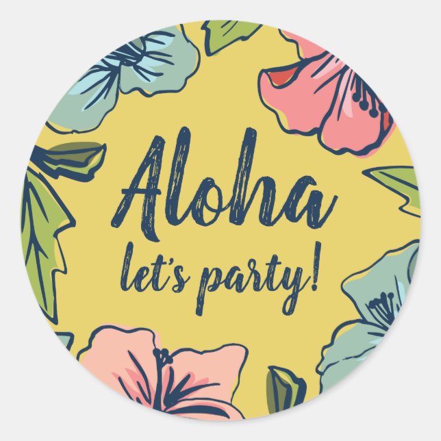 Aloha Hawaiian Blume Sommer-Party Runder Aufkleber (Vorderseite)