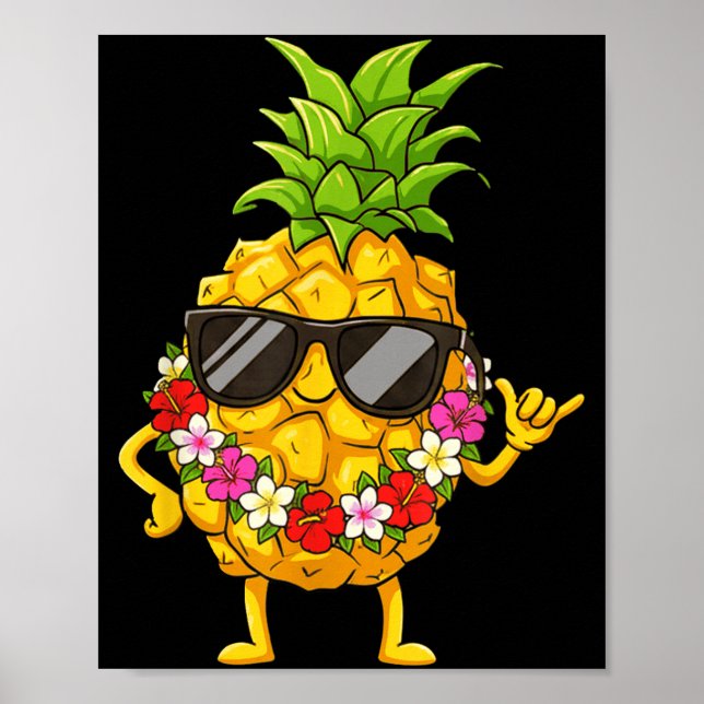 Aloha Hawaiian Cute Ne Shaka Hibiscus Kids Girls  Poster (Vorne)