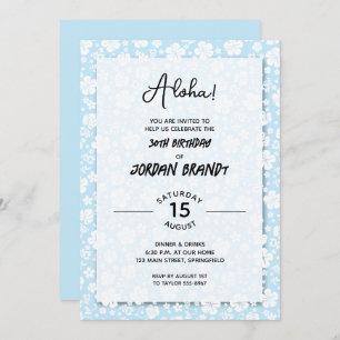 Aloha Hawaiian Floral Blue Birthday Party Einladung