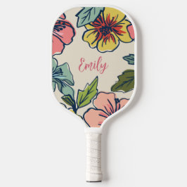 Aloha Hawaiian Flowers with Personalized Name Pickleball Schläger