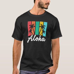 Aloha Hawaiian Hawaii Island Palm Beach Surfboard T-Shirt