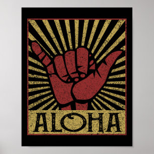 Aloha Hawaiian Hawaii Vintage abgenutzt Shaka Schi Poster