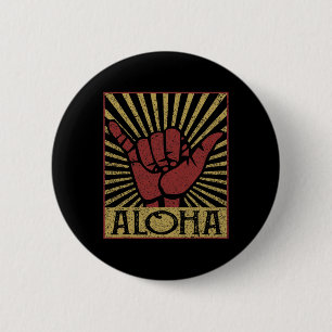 Aloha Hawaiian Hawaii Vintage abgenutzt Shaka Sig Button