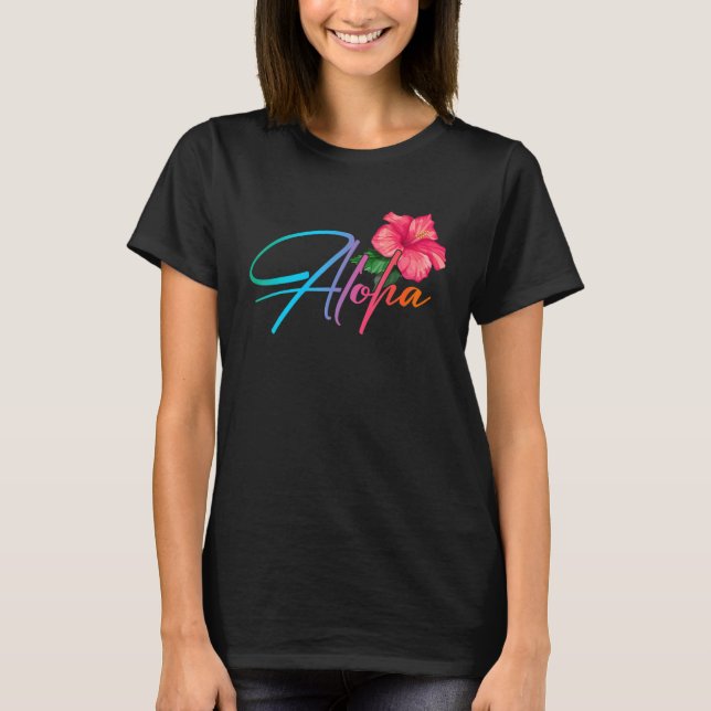 Aloha Hawaiian Hibiskus Blume Hawaii Beach Luau T-Shirt (Vorderseite)