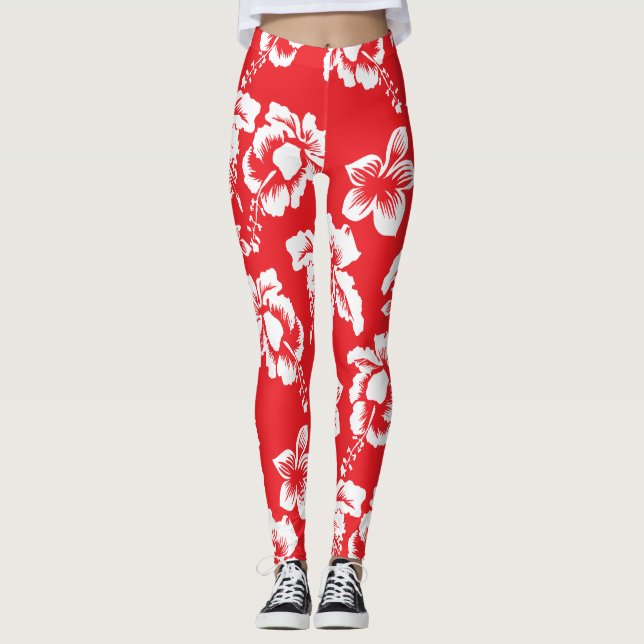 Aloha Hawaiian Hibiskus Floral Pattern Leggings (Vorderseite)