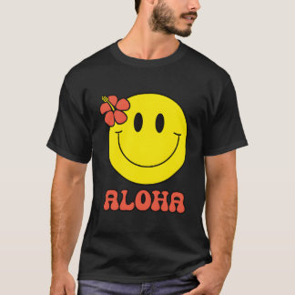 Aloha Hawaiian Hibiskus Yellow Happy Face Niedlich T-Shirt