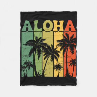 Aloha Hawaiian Island Palm Trees Surfboard Beach H Fleecedecke