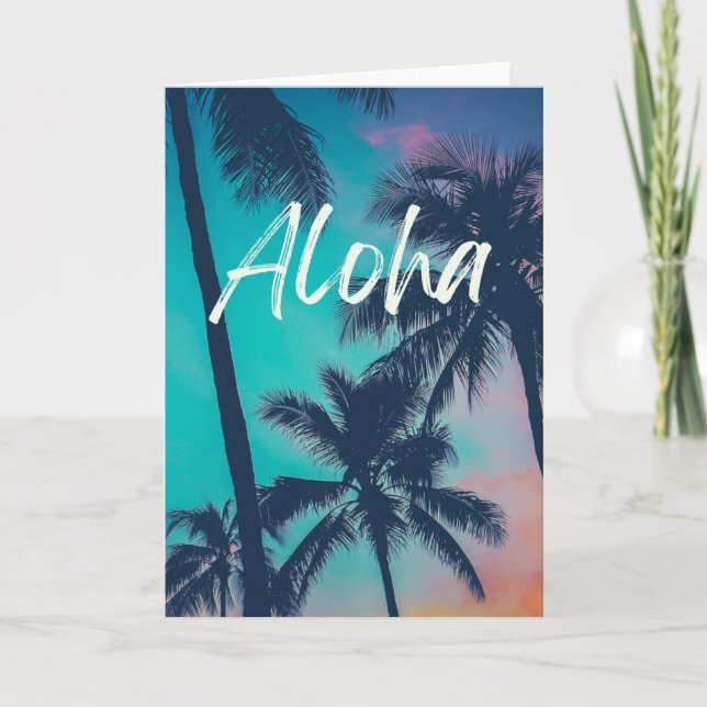 Aloha Hawaiian Islands Palm Tree Grußkarte Karte (Vorderseite)