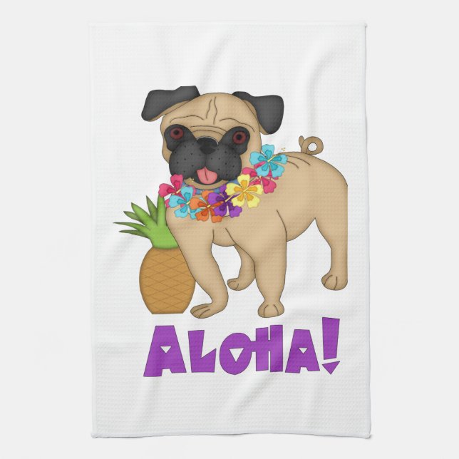Aloha! Hawaiian Luau Mops und Ananas T-Shirts, Ges Handtuch (Vertikal)
