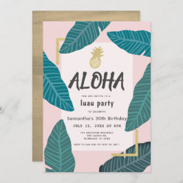 Aloha Hawaiian Luau Pineaple Pink Erwachsene Gebur Einladung