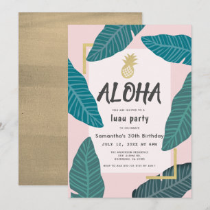 Aloha Hawaiian Luau Pineaple Pink Erwachsene Gebur Einladung