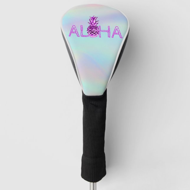Aloha Hawaiian Metallic Pineaple Holographic Golf Headcover (Vorderseite)
