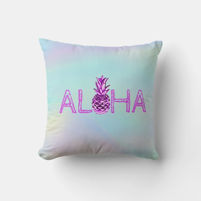 Aloha Hawaiian Metallic Pineaple Holographic Kissen (Vorderseite)