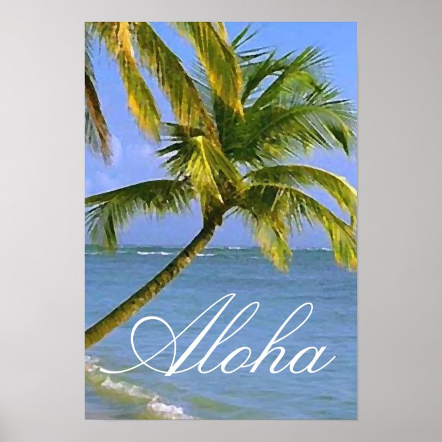 Aloha Hawaiian Palm Trees Tropical Travel Poster (Vorne)
