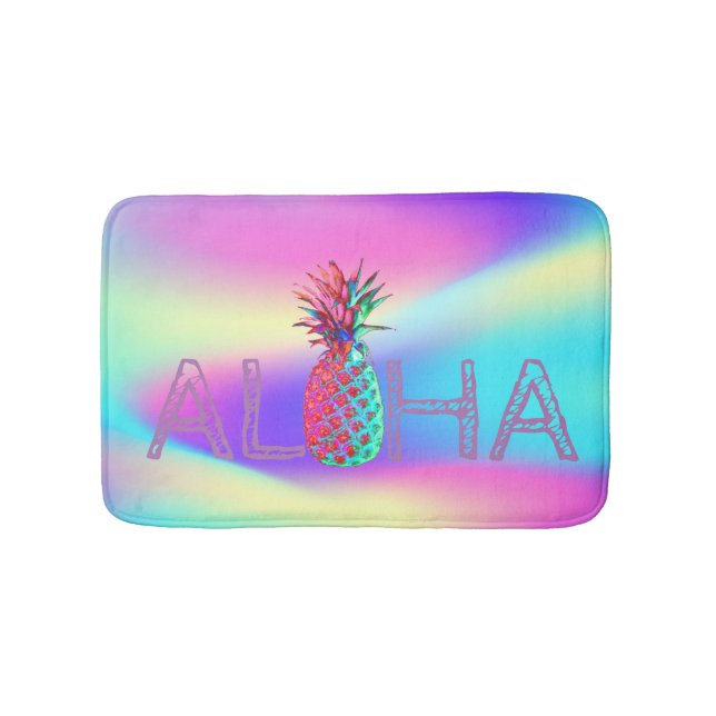 Aloha Hawaiian Pineaple Holographic Badematte (Vorderseite)