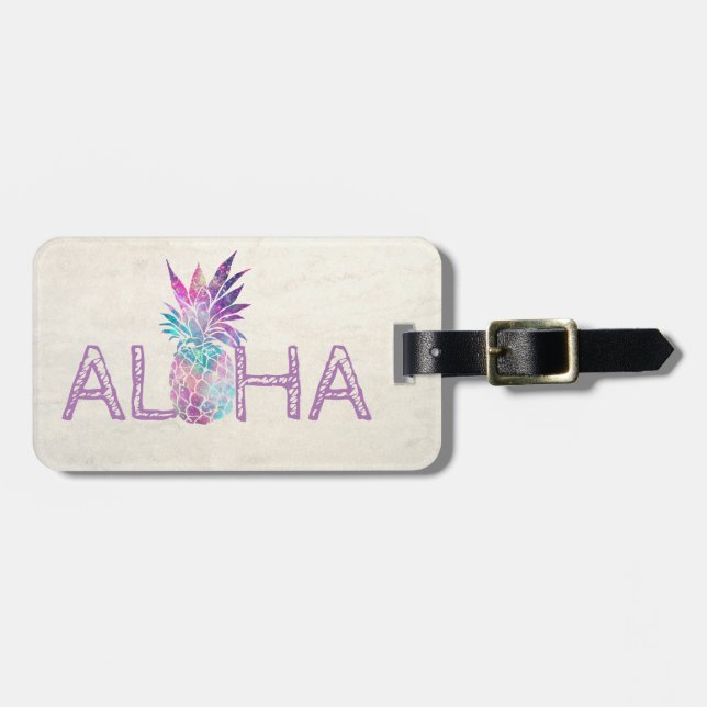 Aloha Hawaiian Pineaple-Personalisiert Gepäckanhänger (Vorderseite horizontal)