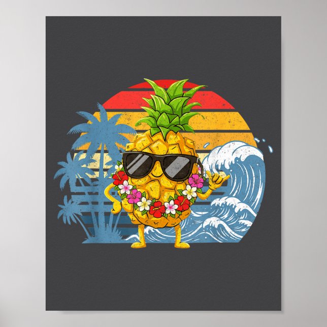 Aloha Hawaiian Pineapple Sign Hawaii Shaka Fun Poster (Vorne)