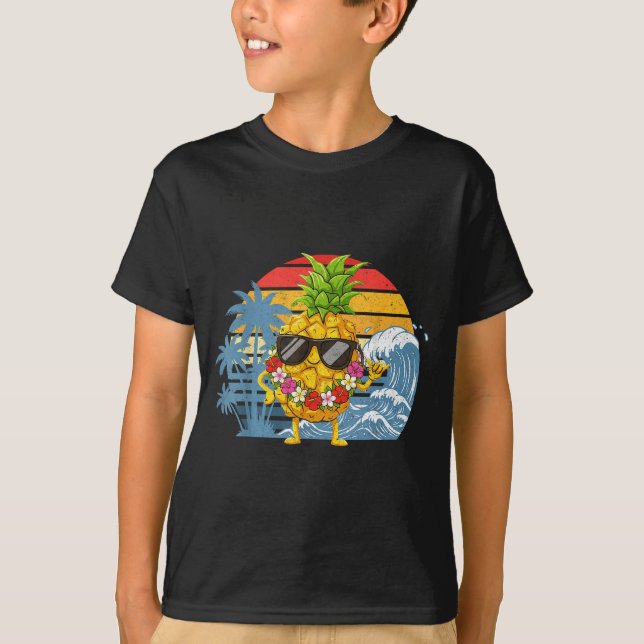 Aloha Hawaiian Pineapple Sign Hawaii Shaka T-Shirt (Vorderseite)