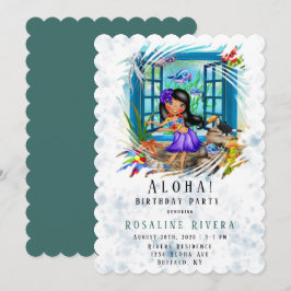 Aloha Hawaiian Preteen Girl Birthday Party Einladung