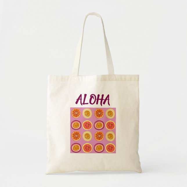 Aloha Hawaiian Retro Frucht Pink  Tragetasche (Vorne)