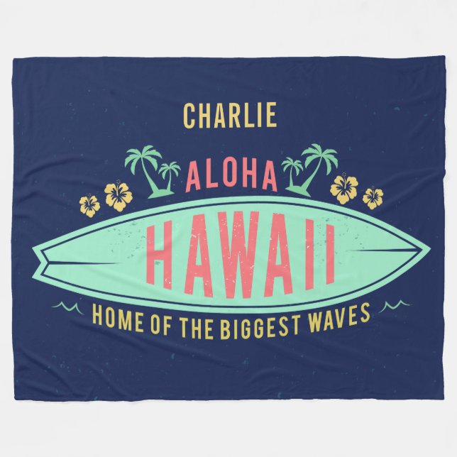 Aloha Hawaiian Surfer individuelle Name Fleece Dec (Vorderseite (Horizontal))
