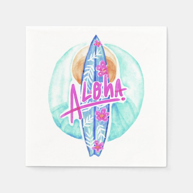 Aloha Hawaiian Surfer Papier Servietten (Vorderseite)