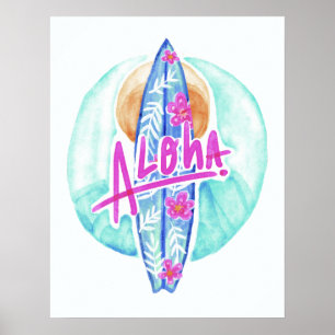 Aloha Hawaiian Surfer Poster