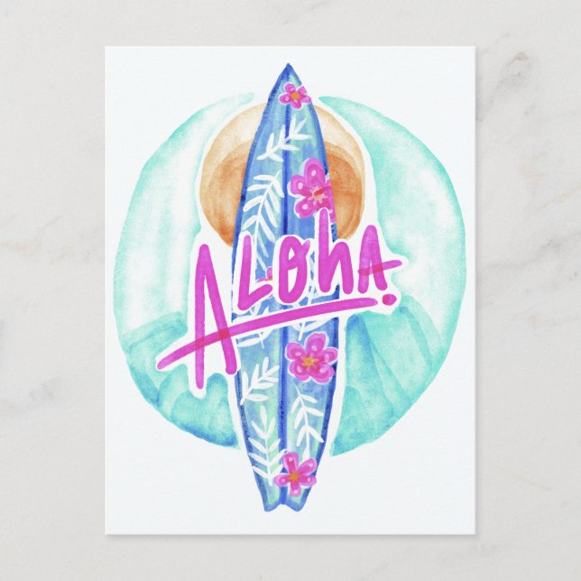 Aloha Hawaiian Surfer Postkarte (Vorderseite)