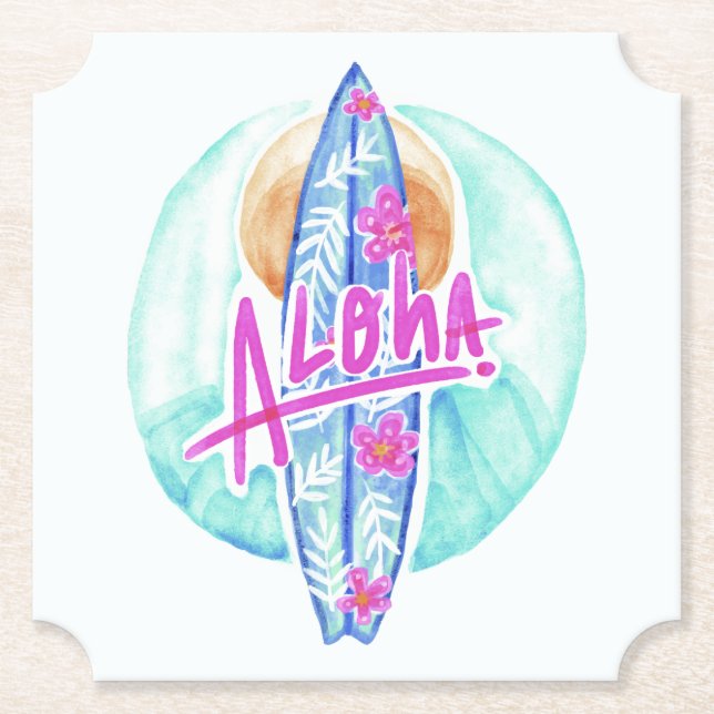 Aloha Hawaiian Surfer Untersetzer (Vorderseite)