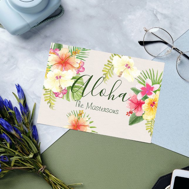 Aloha Hawaiian Tropical Floral Personalisiert Postkarte (Von Creator hochgeladen)