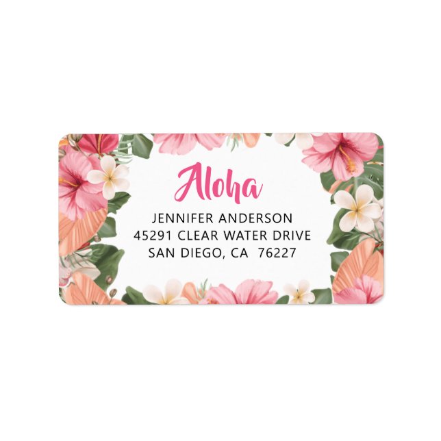 Aloha Hawaiian Tropical Hibisken Luau Ansprache Adressaufkleber (Vorne)