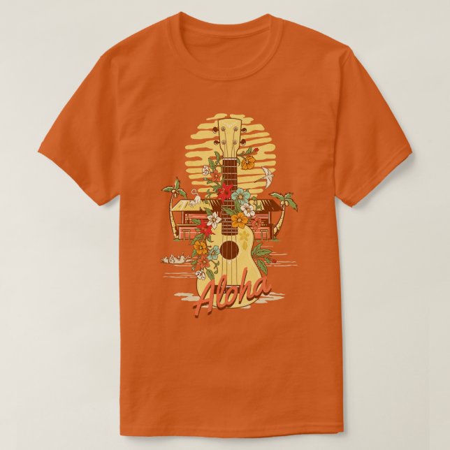 Aloha Hawaiian Tropical Hut Tiki Bar T-Shirt (Design vorne)