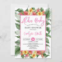 Aloha Hawaiian Tropical Pink Girl Baby Dusche