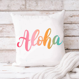 Aloha Hawaiian Tropical Typografy Beach Kissen