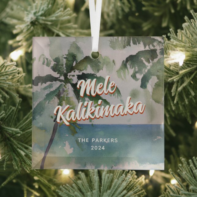 Aloha Hawaiian Watercolor Ornament Aus Glas (Insitu)