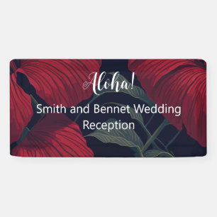 Aloha Hawaiian Wedding Red Hibiskus Banner