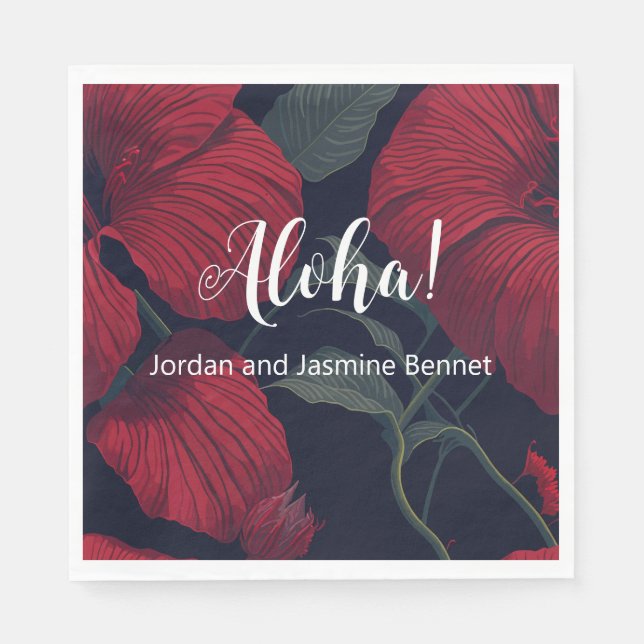 Aloha Hawaiian Wedding Red Hibiskus Serviette (Vorderseite)