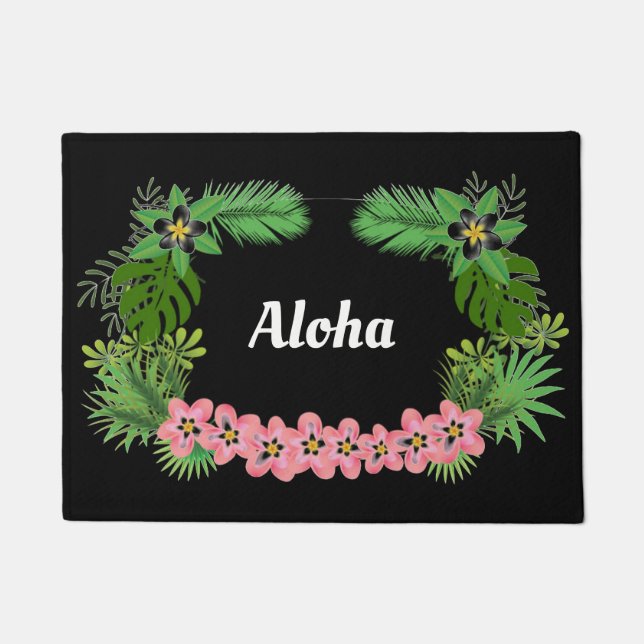 Aloha Hawaiian Welcome Tropical Blume Design Fußmatte (Vorderseite)