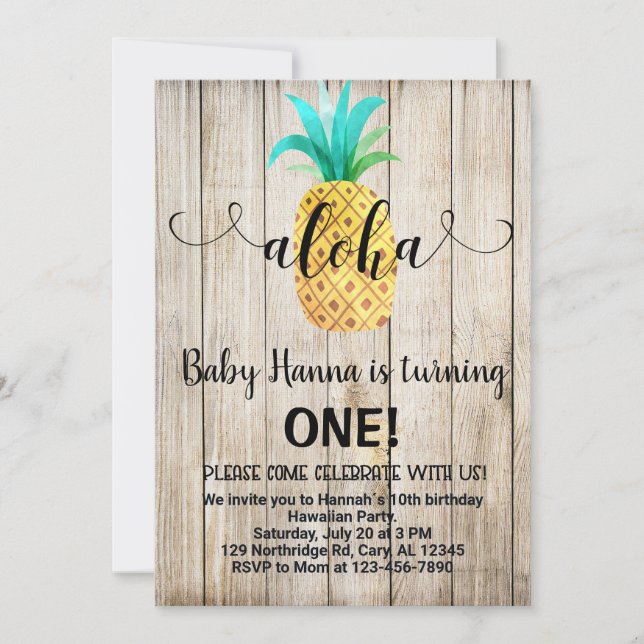 Aloha, hawaiianische Geburtstagsparty einladen, An Einladung (Vorderseite)