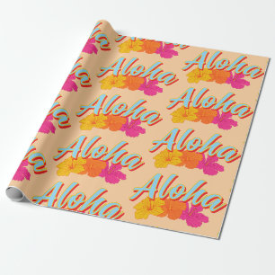 Aloha Hawaiianische Hibiskusblüten Vintage Geschenkpapier