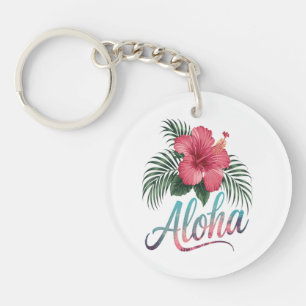 Aloha Hawaiianische Inseln Hawaii Hibiskus-Blume Schlüsselanhänger