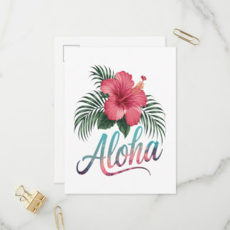 Aloha Hawaiianische Inseln Hawaii Hibiskusblüte Einladungspostkarte