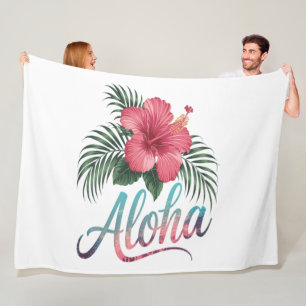 Aloha Hawaiianische Inseln Hawaii Hibiskusblüte Fleecedecke