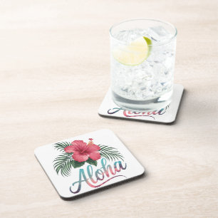 Aloha Hawaiianische Inseln Hawaii Hibiskusblüte Getränkeuntersetzer