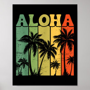 Aloha Hawaiianische Inselpalmenbäume Surfbrett Str Poster